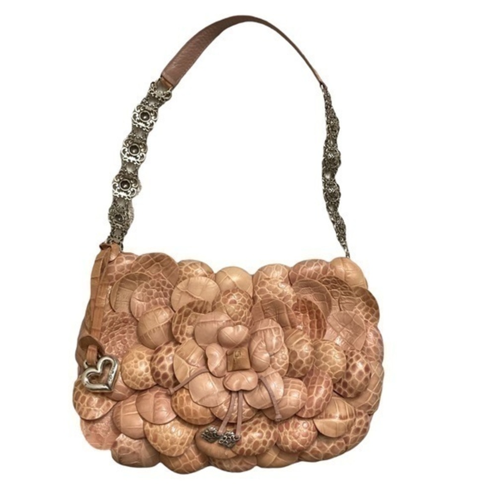 Brighton pink leather 3D floral flower mini bag RARE